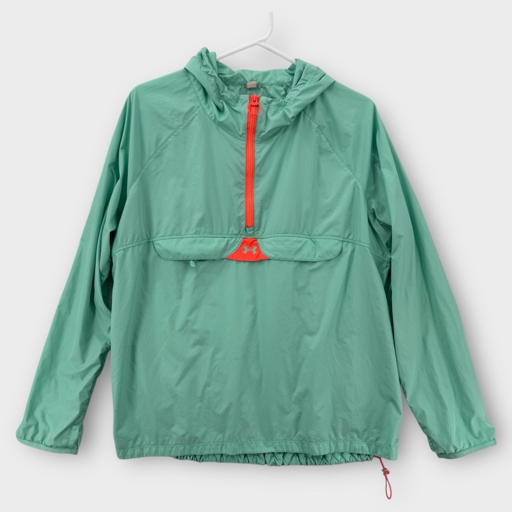 Under Armour Jacket Mens Medium Storm Windbreaker‎ Hooded Green Zip Lightweight